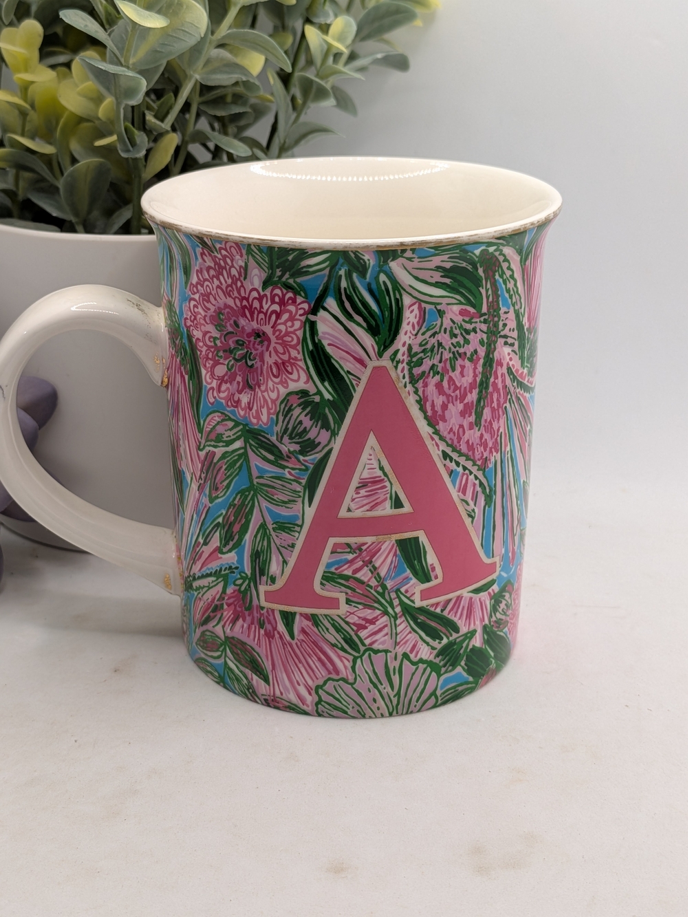 Lily Pulitzer 'A' Floral Ceramic Mug - Pink